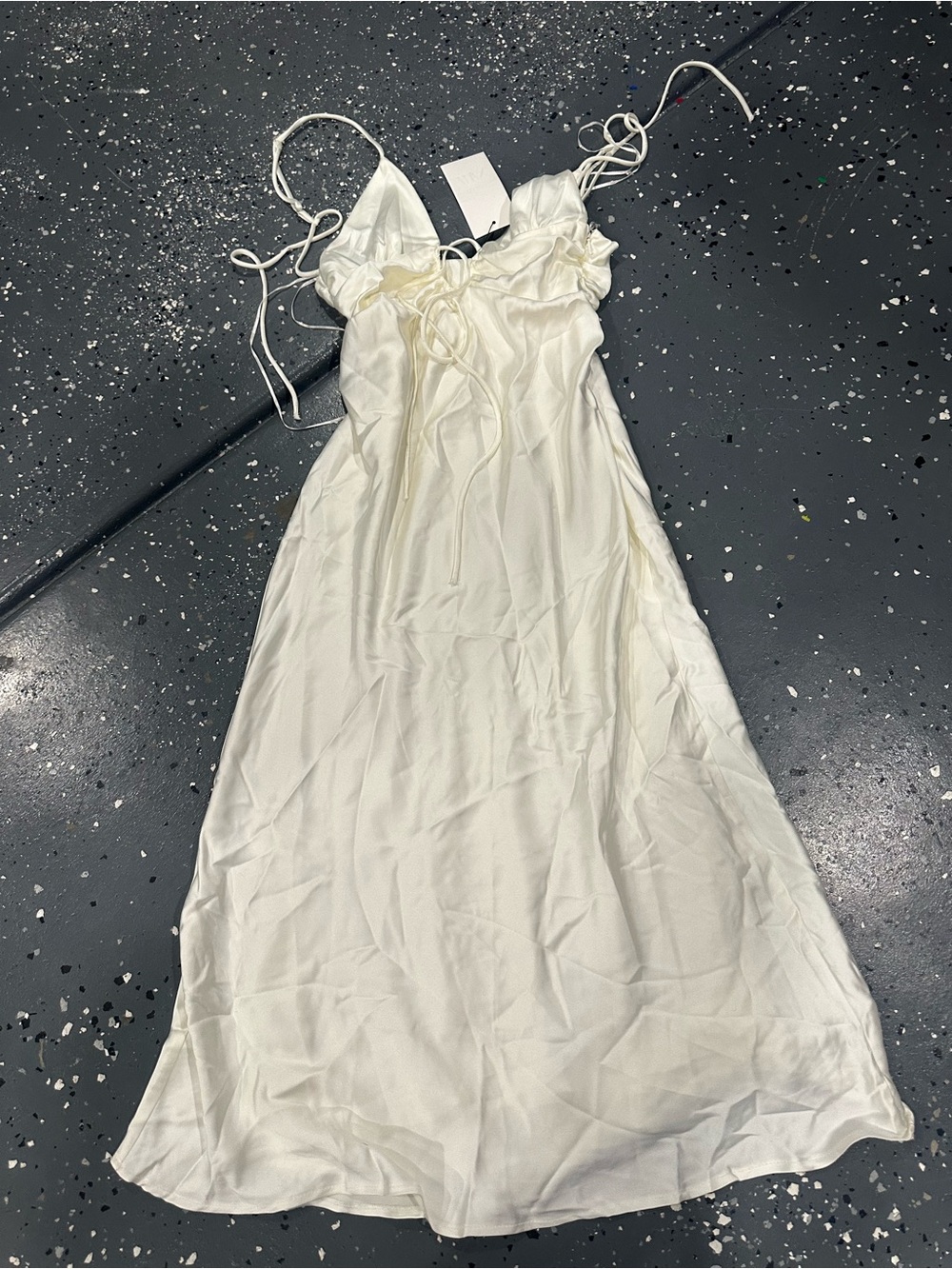 Zara Ivory Maxi Slip Dress with Adjustable Ties